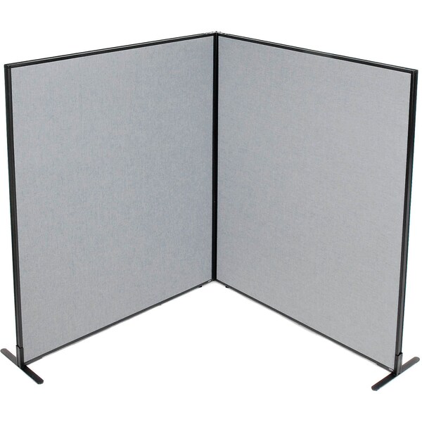 Interion By Global Industrial Interion Freestanding 2-Panel Corner Room Divider, 60-1/4inW x 72inH Panels, Gray 695108GY - main